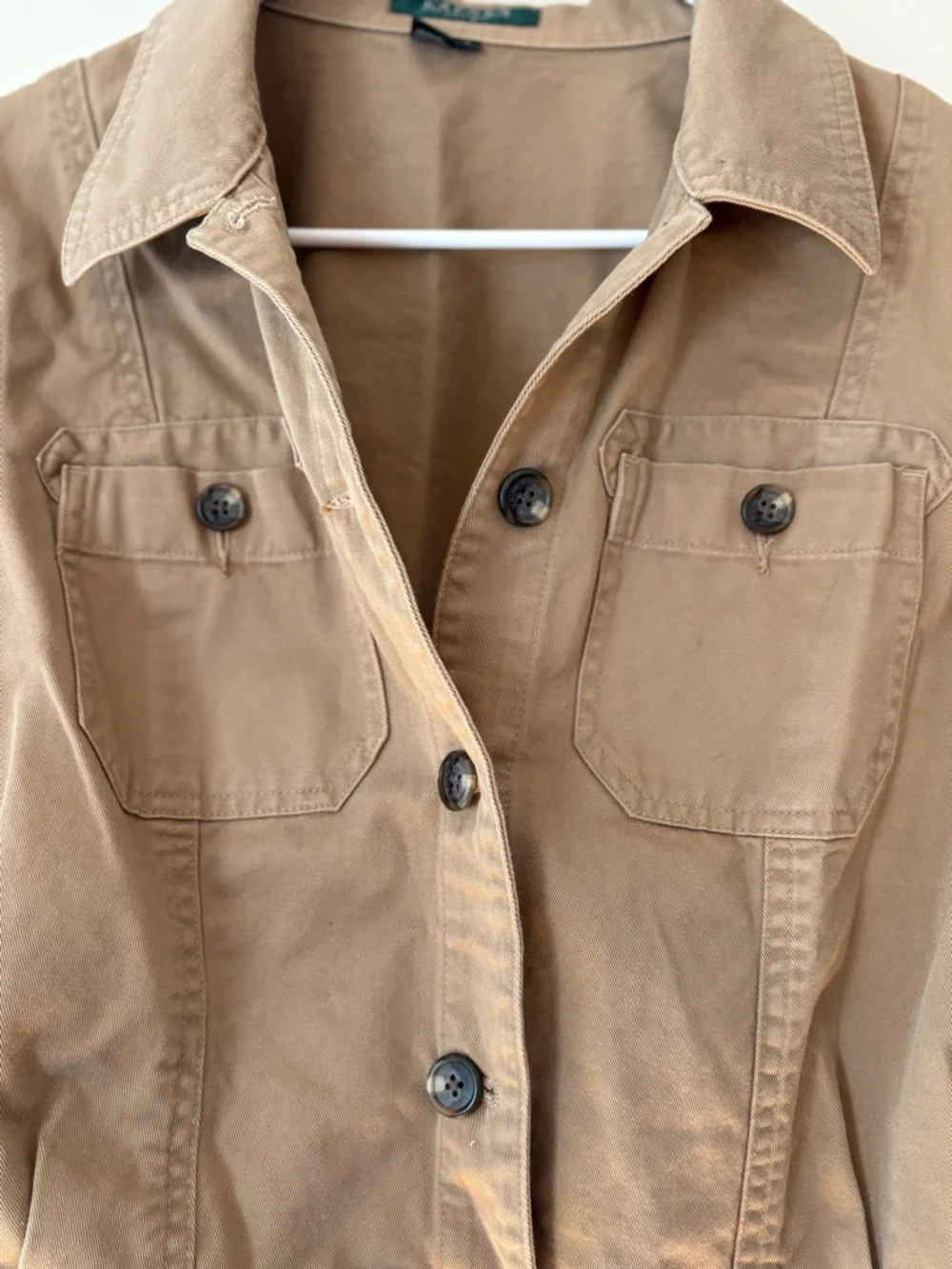 Lauren Ralph Lauren Casual Women's Tan Cotton Jacket - Classic Button-Front - Picture 2 of 10